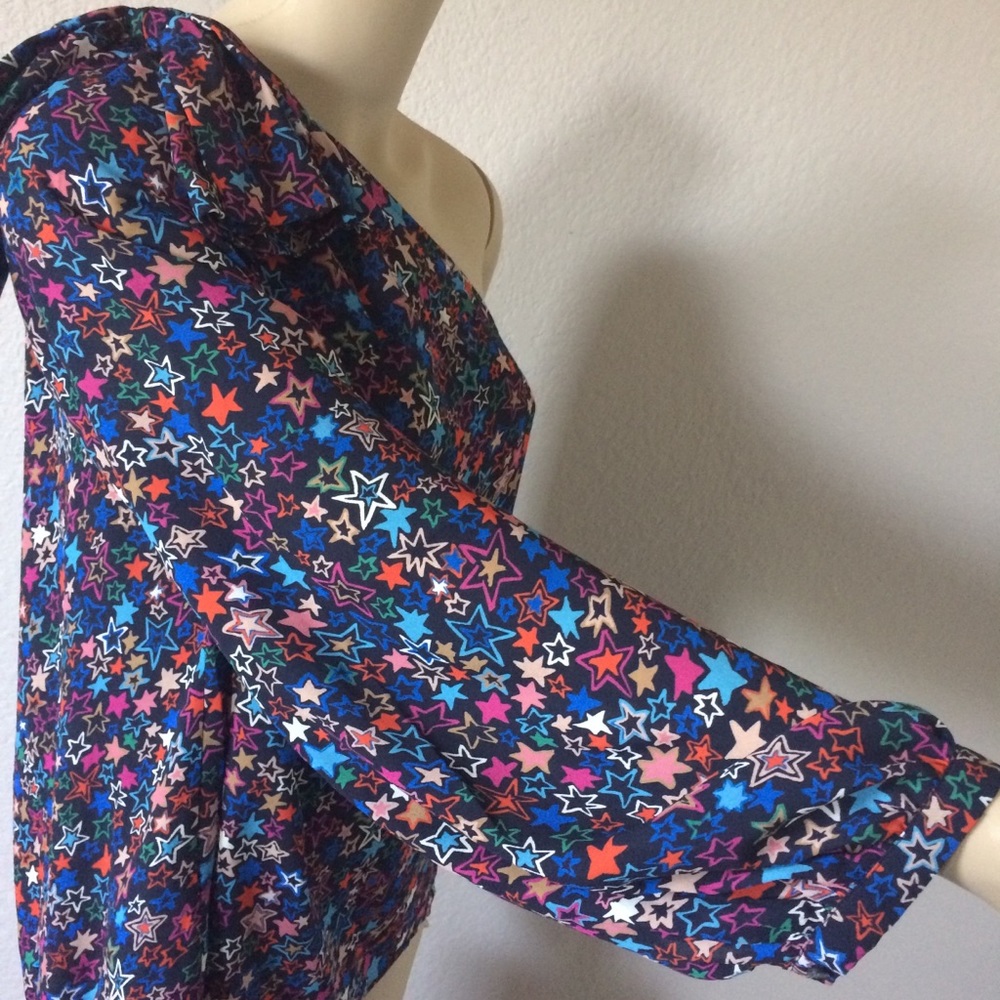 J. Crew long sleeve one shoulder star blouse - Picture 5 of 8